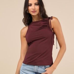 Lulus Total Finesse Dark Plum Purple Asymmetrical Tie-strap Tank Top - Size XL